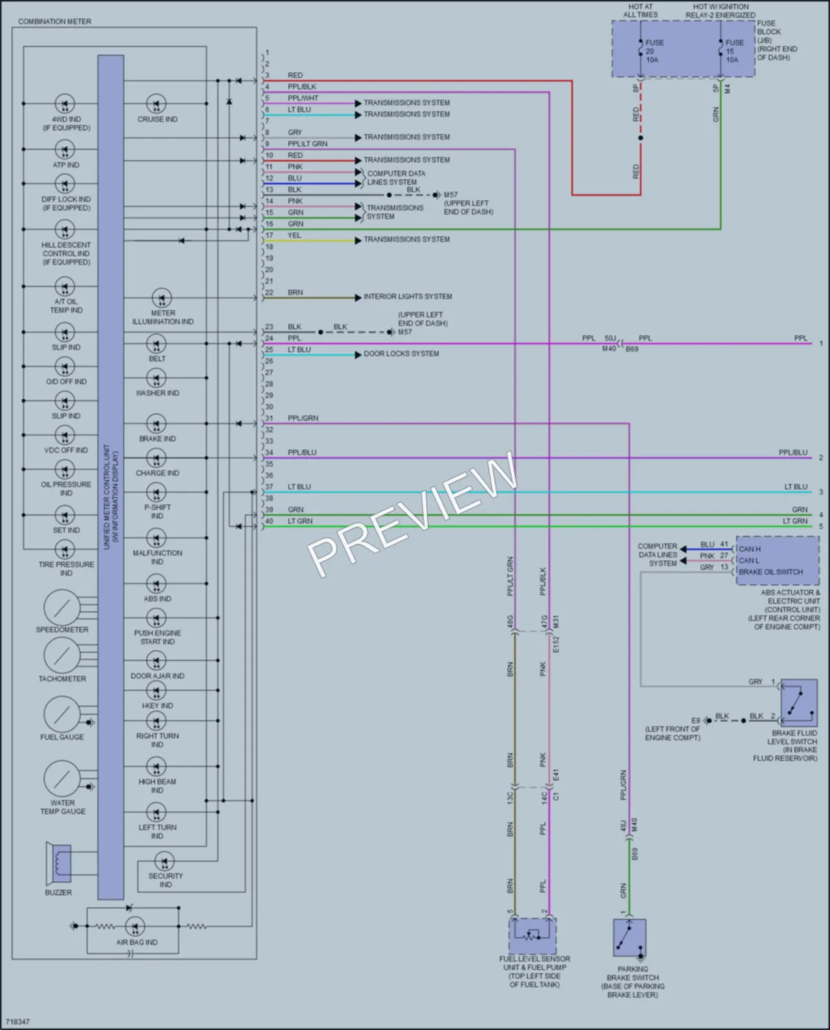 2020 Nissan Frontier Instrument Cluster wiring diagram preview