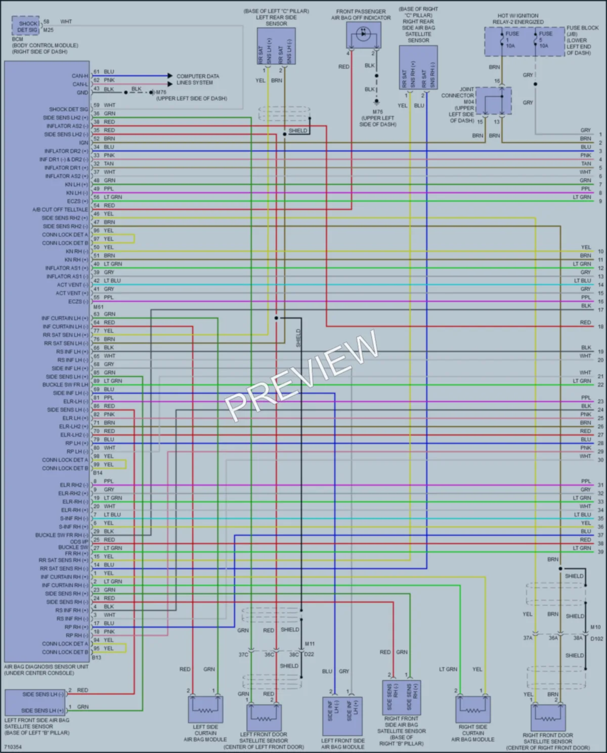 2020 Nissan LEAF Supplemental Restraints wiring diagram preview