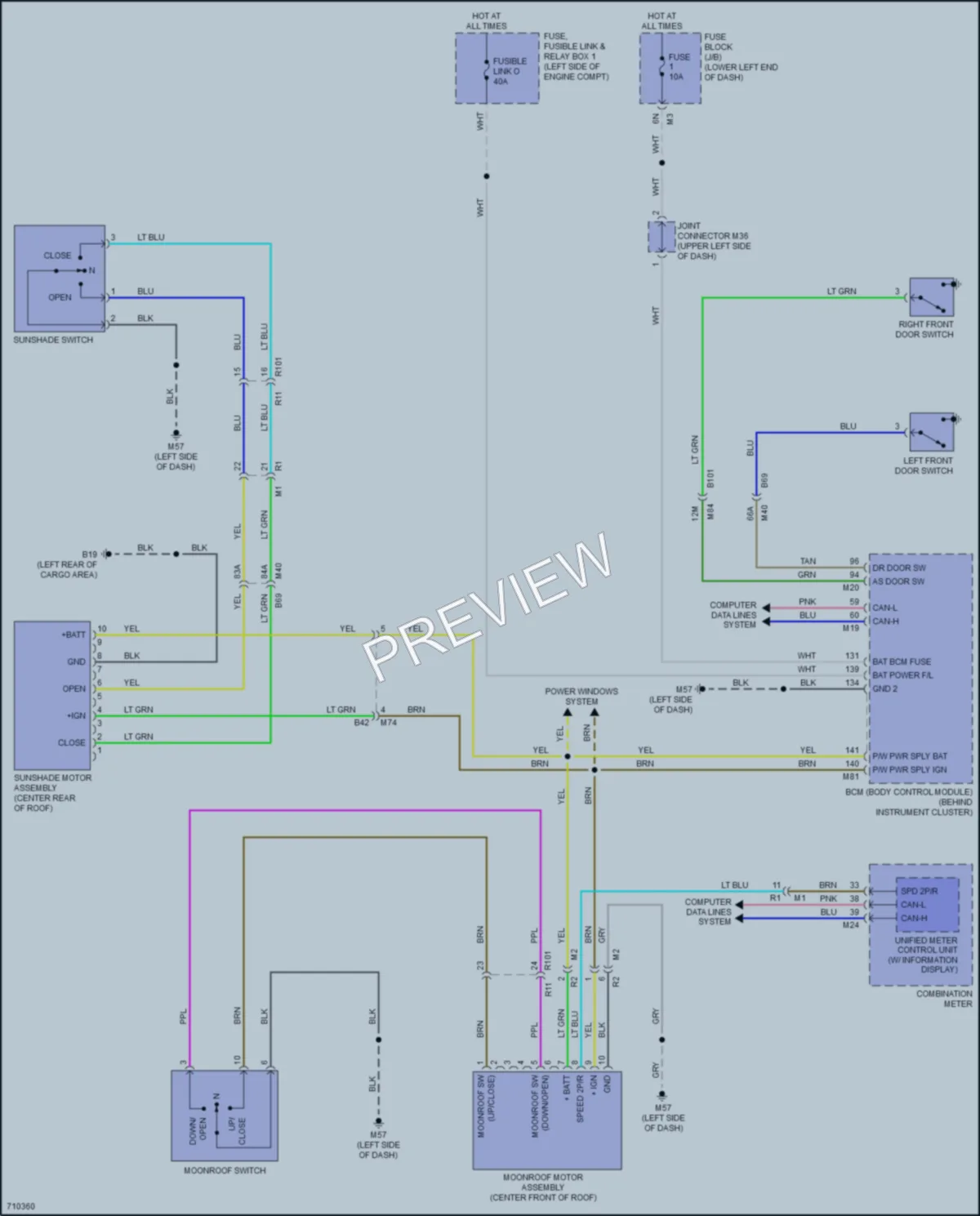 2020 Nissan Pathfinder Power Top Sunroof wiring diagram preview
