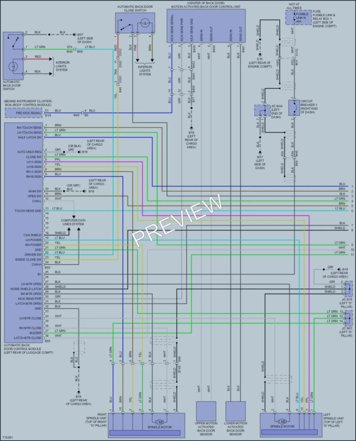 2020 Nissan Pathfinder Trunk Tailgate Fuel Door wiring diagram preview