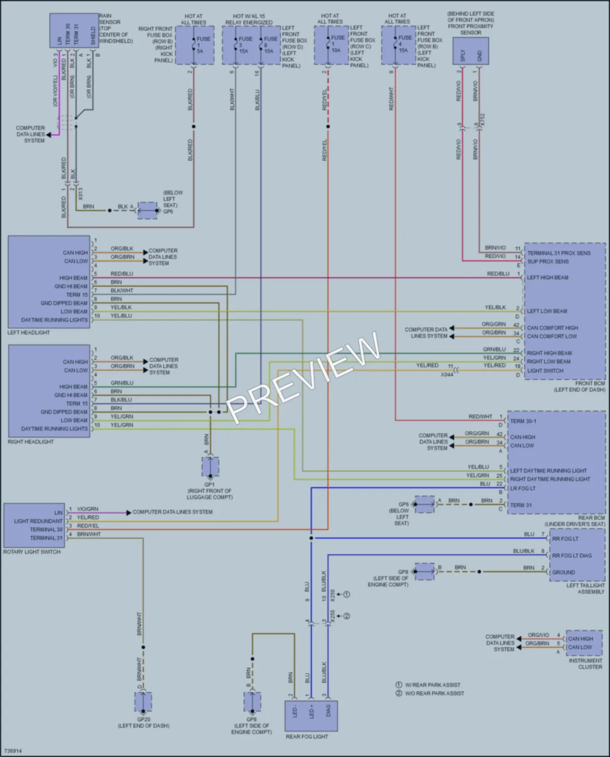 2020 Porsche 718Boxster Headlights wiring diagram preview