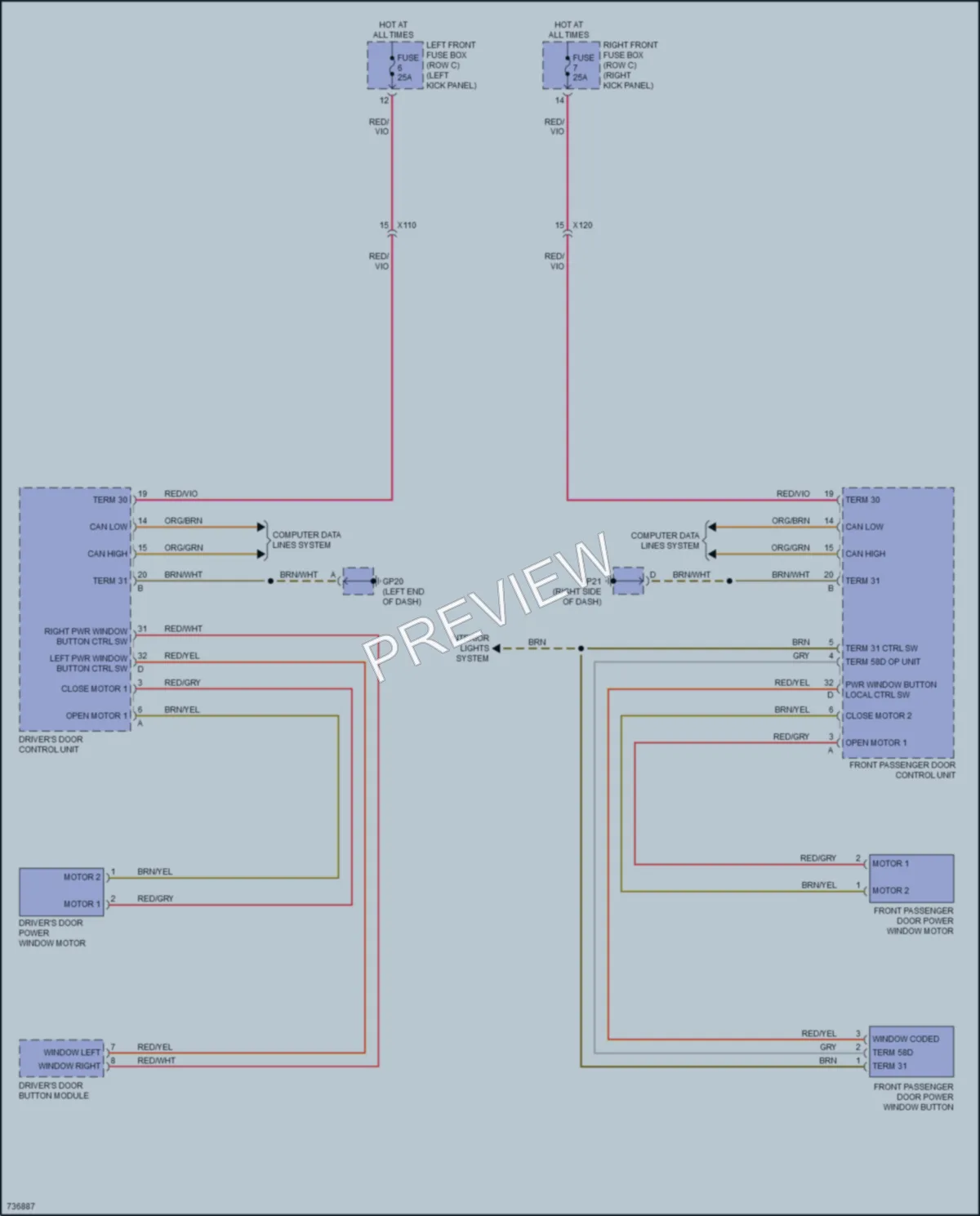 2020 Porsche 718Boxster Power Windows wiring diagram preview