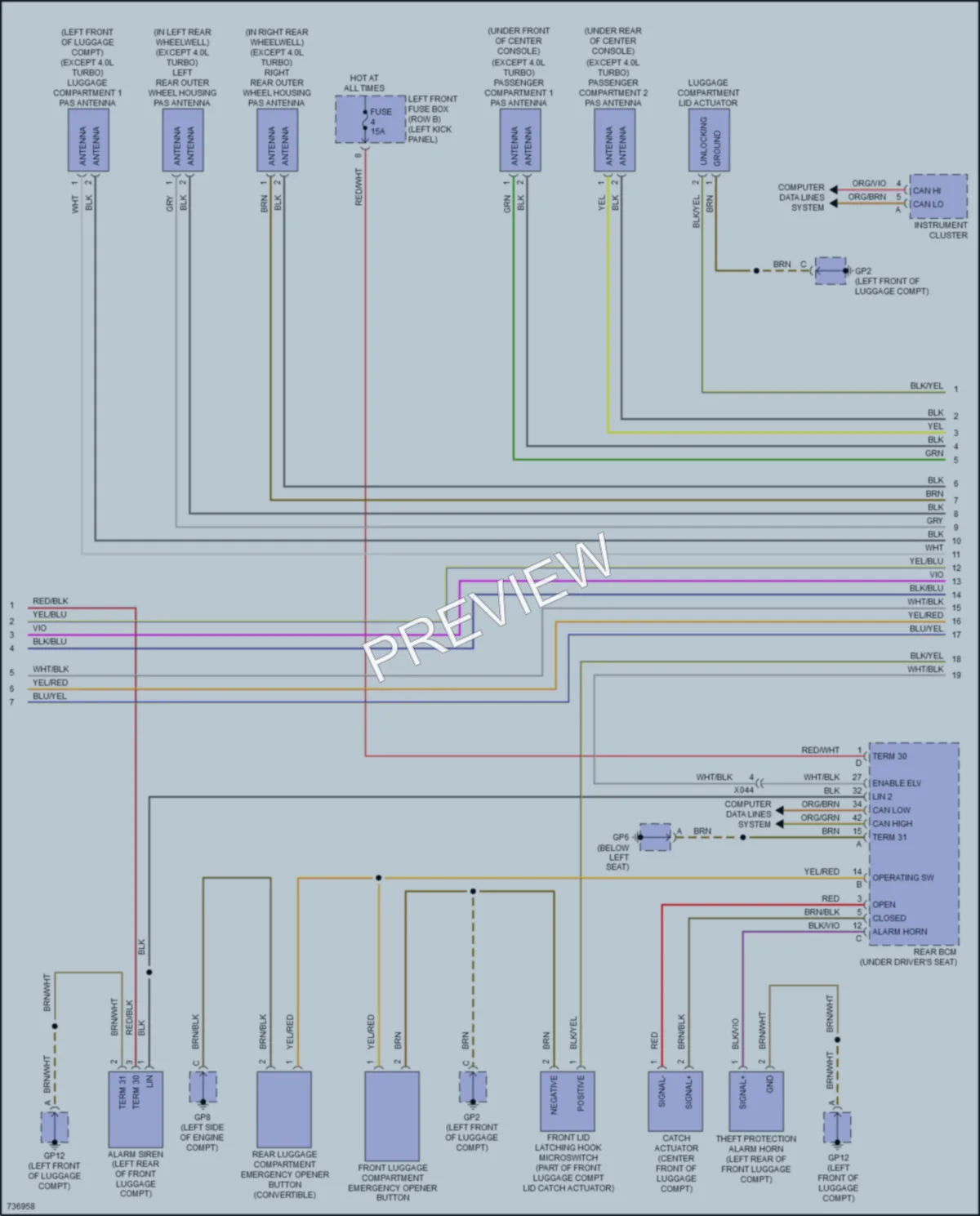 2020 Porsche 718Cayman Anti Theft wiring diagram preview