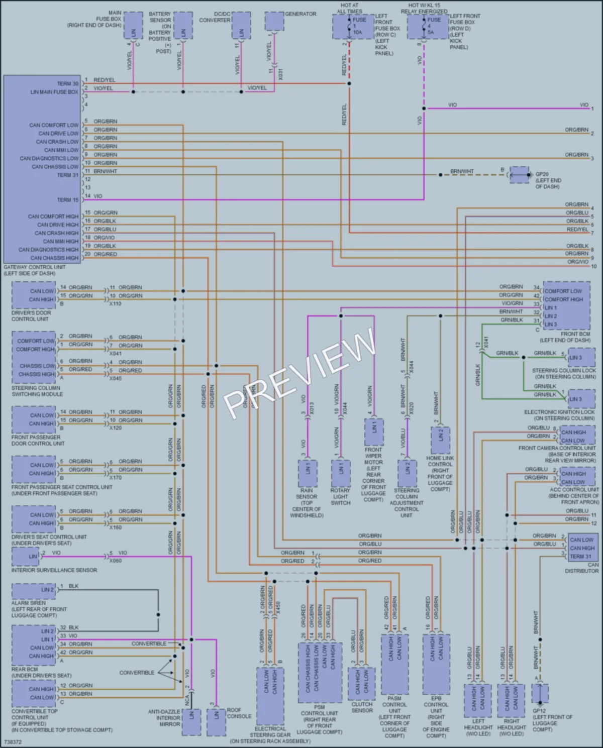 2020 Porsche 718Cayman Computer Data Lines wiring diagram preview
