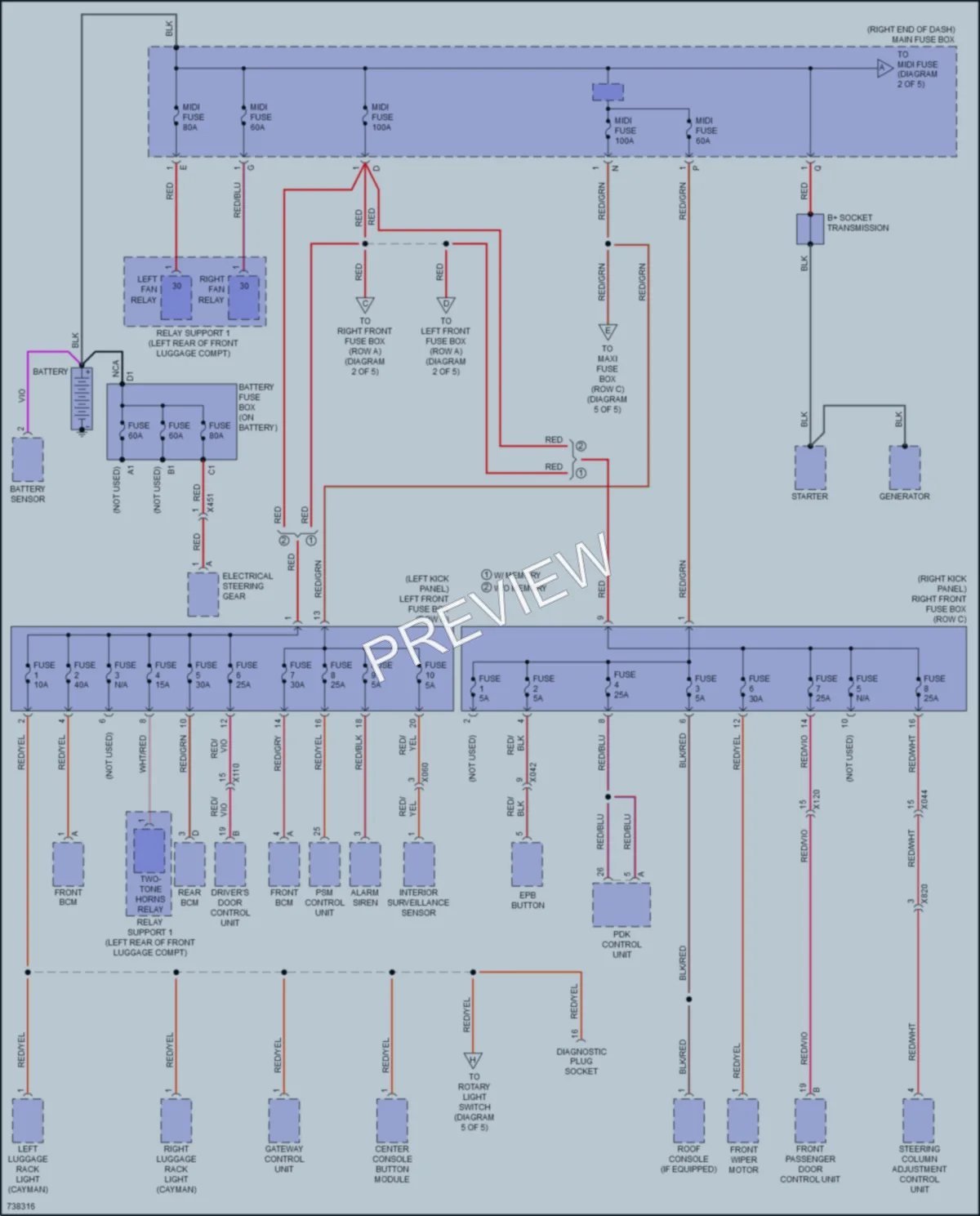 2020 Porsche 718Cayman Power Distribution wiring diagram preview