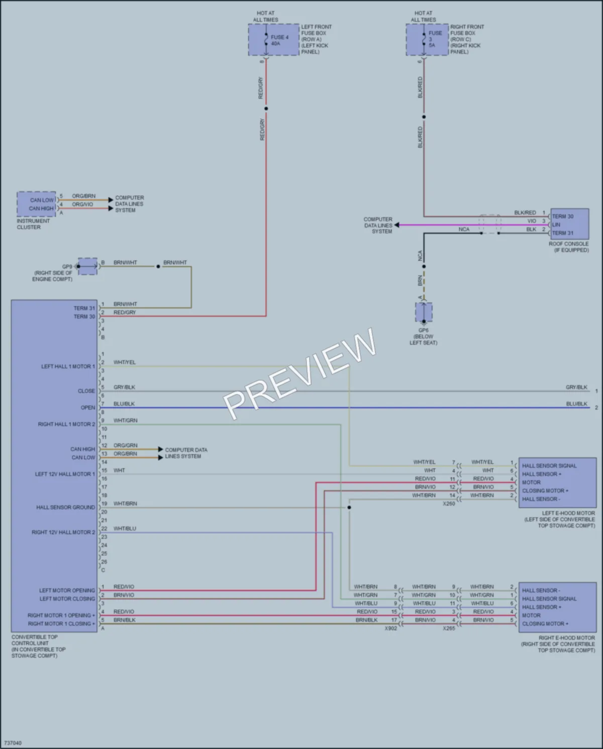 2020 Porsche 718Cayman Power Top Sunroof wiring diagram preview