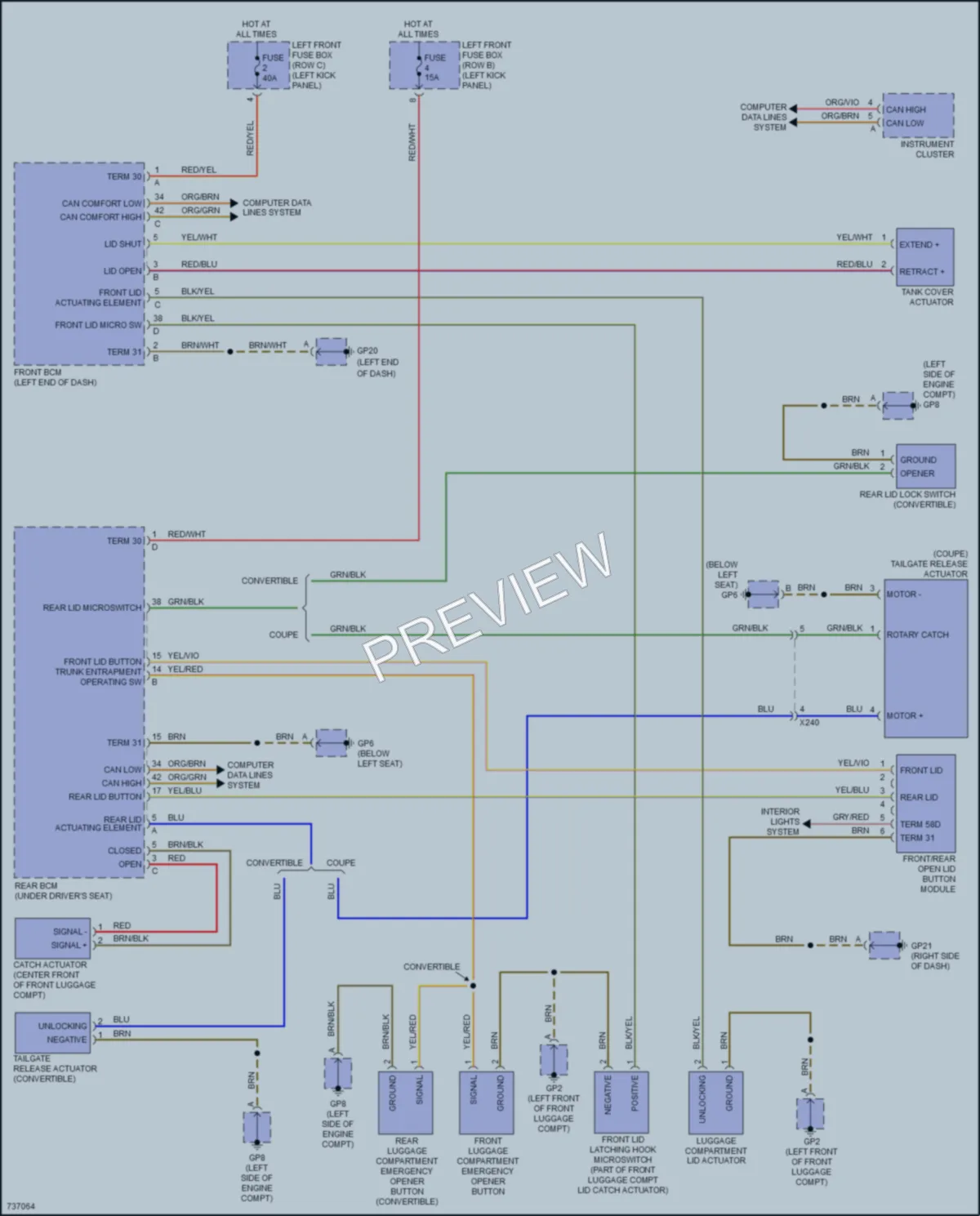 2020 Porsche 718Cayman Trunk Tailgate Fuel Door wiring diagram preview