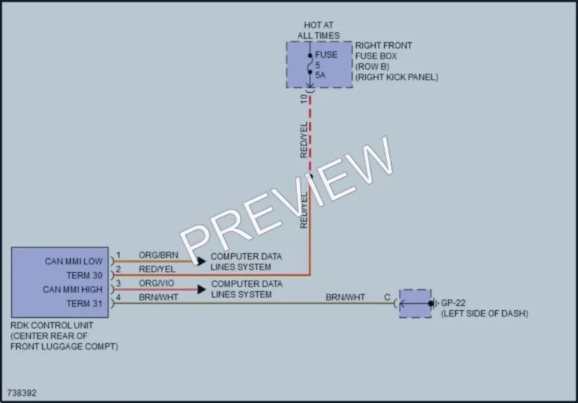 2020 Porsche 718Cayman Warning Systems wiring diagram preview