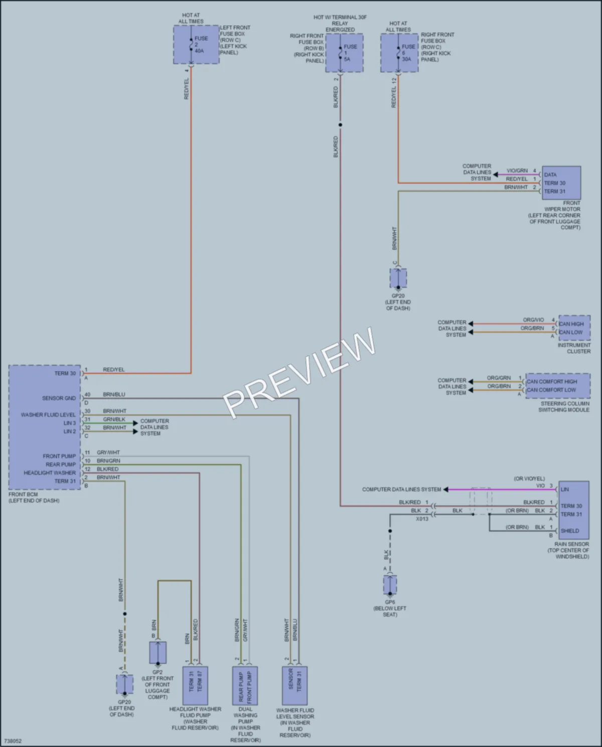 2020 Porsche 718Cayman Wiper Washer wiring diagram preview