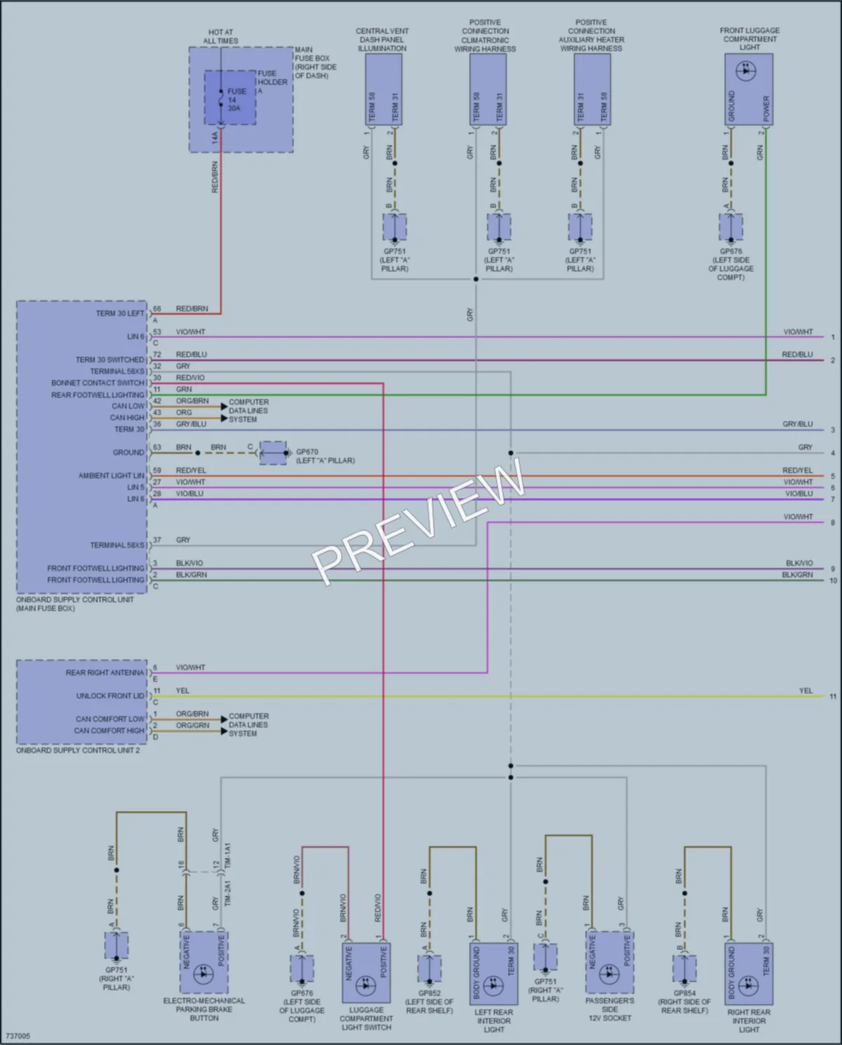 2020 Porsche 911 Interior Lights wiring diagram preview