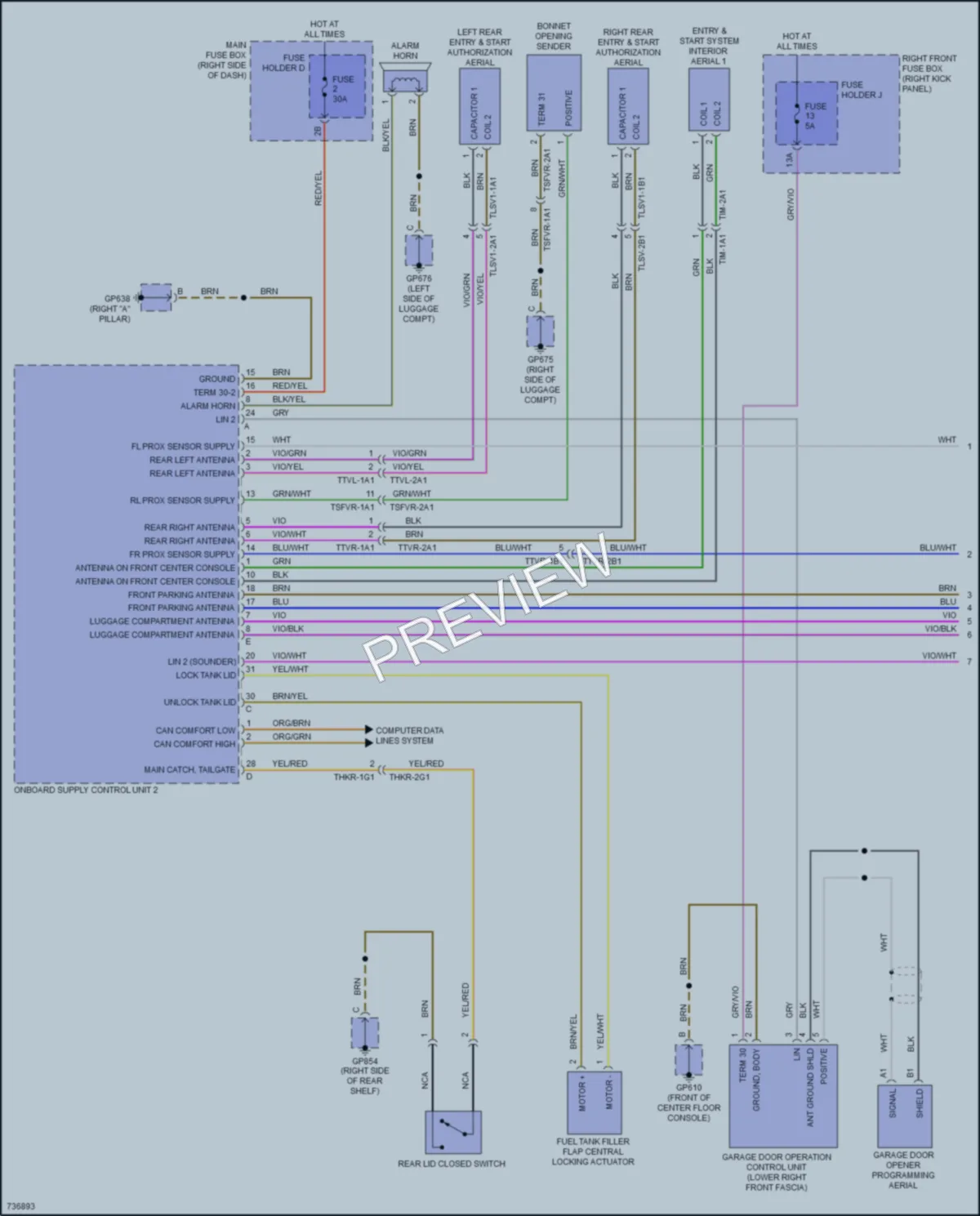 2020 Porsche 911 Power Door Locks wiring diagram preview