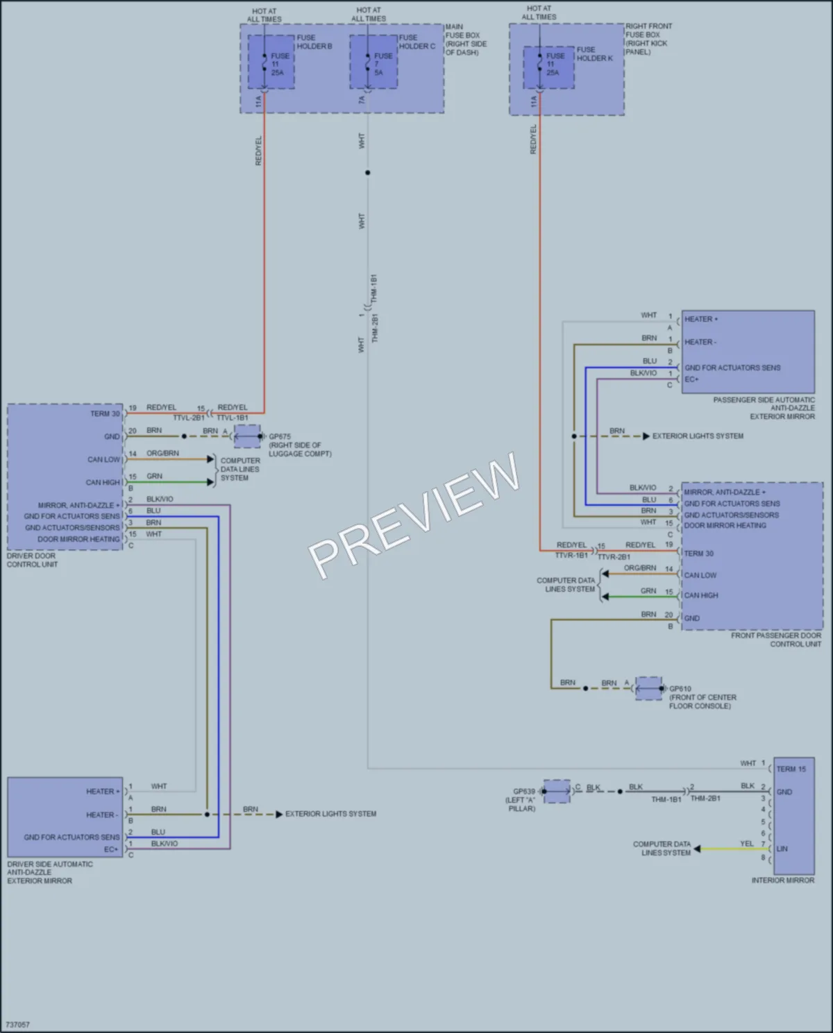 2020 Porsche 911 Power Mirrors wiring diagram preview