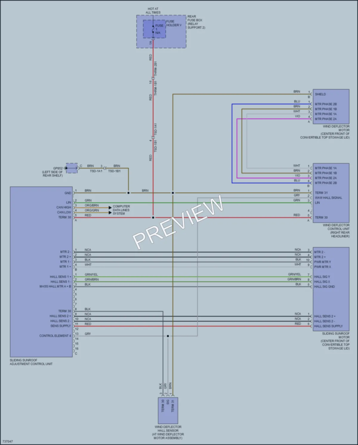 2020 Porsche 911 Power Top Sunroof wiring diagram preview