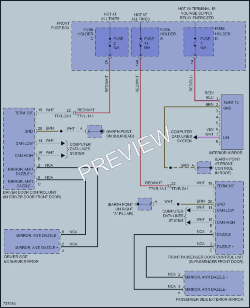 2020 Porsche Cayenne Power Mirrors wiring diagram preview