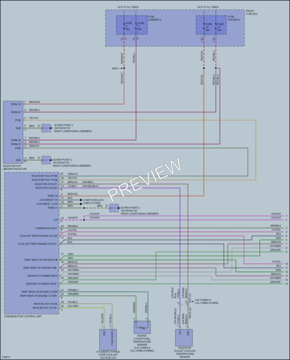 2020 Porsche CayenneCoupeHybrid Cooling Fan wiring diagram preview