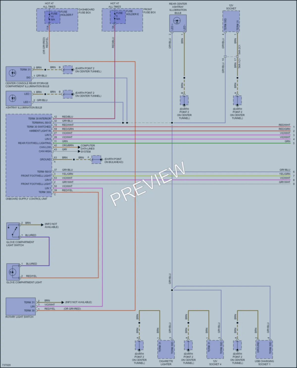 2020 Porsche CayenneCoupeHybrid Interior Lights wiring diagram preview