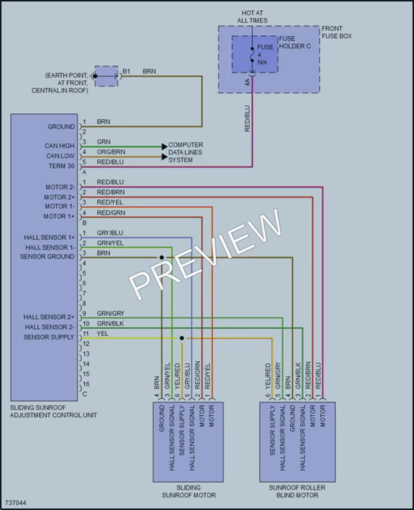 2020 Porsche CayenneCoupeHybrid Power Top Sunroof wiring diagram preview
