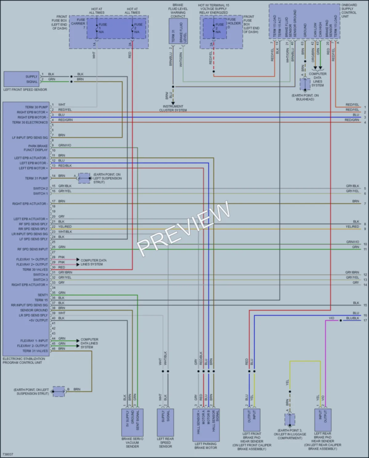 2020 Porsche CayenneHybrid Anti Lock Brakes wiring diagram preview