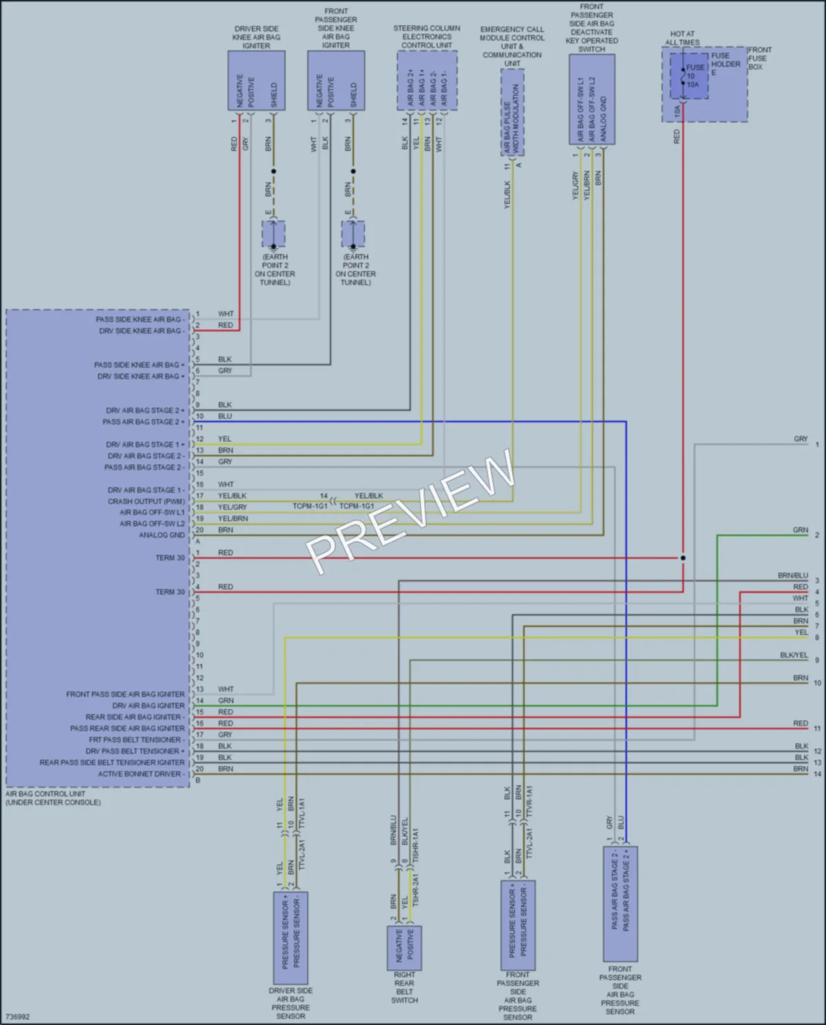 2020 Porsche CayenneHybrid Supplemental Restraints wiring diagram preview