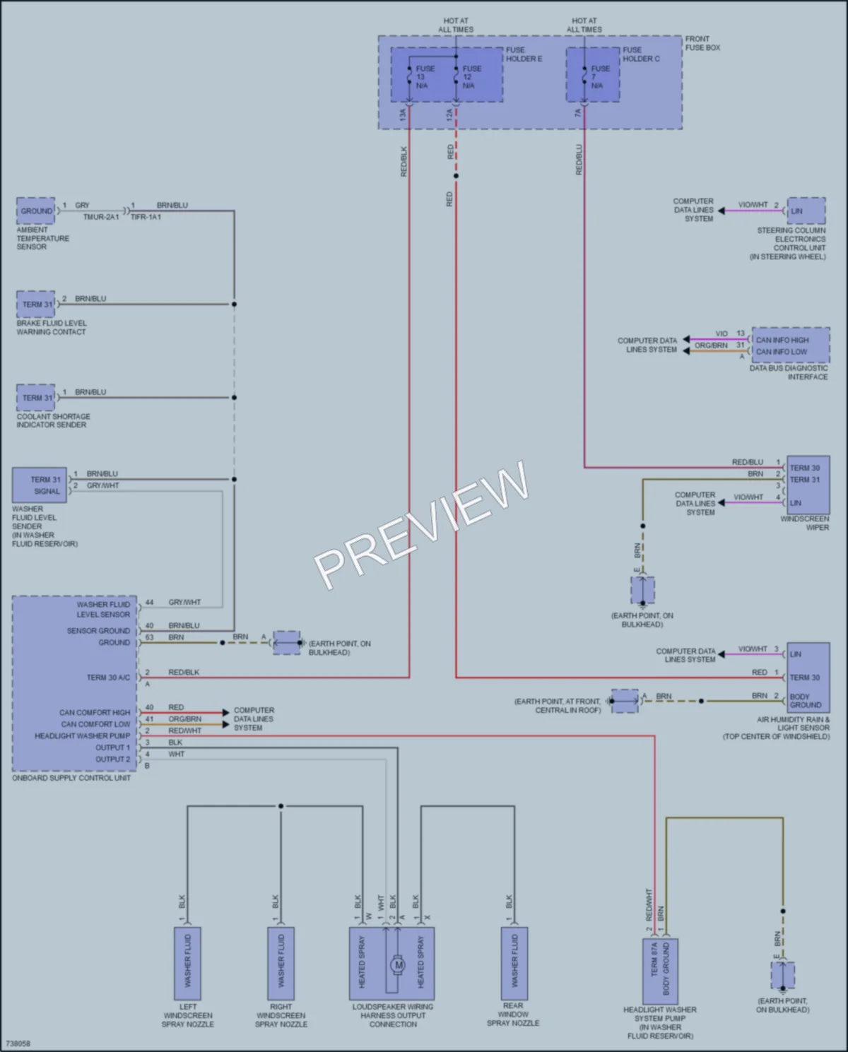 2020 Porsche CayenneHybrid Wiper Washer wiring diagram preview