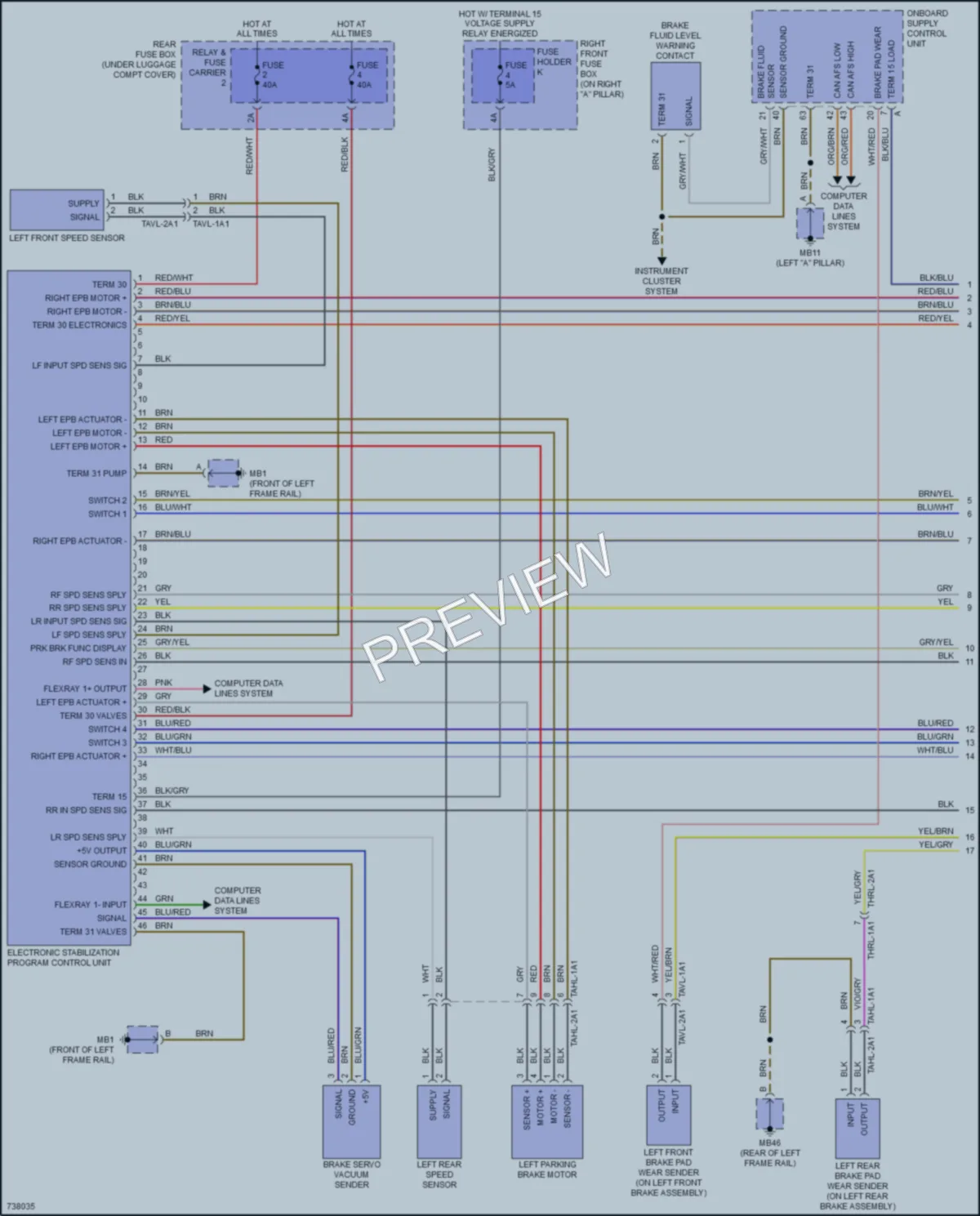 2020 Porsche PanameraHybrid Anti Lock Brakes wiring diagram preview