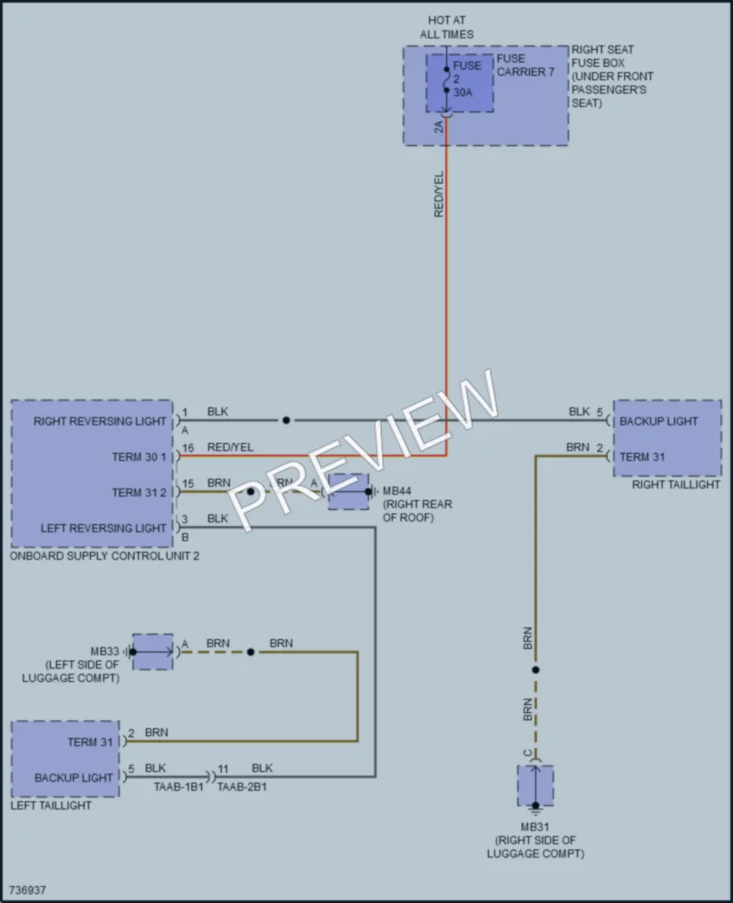 2020 Porsche PanameraHybrid Exterior Lights wiring diagram preview