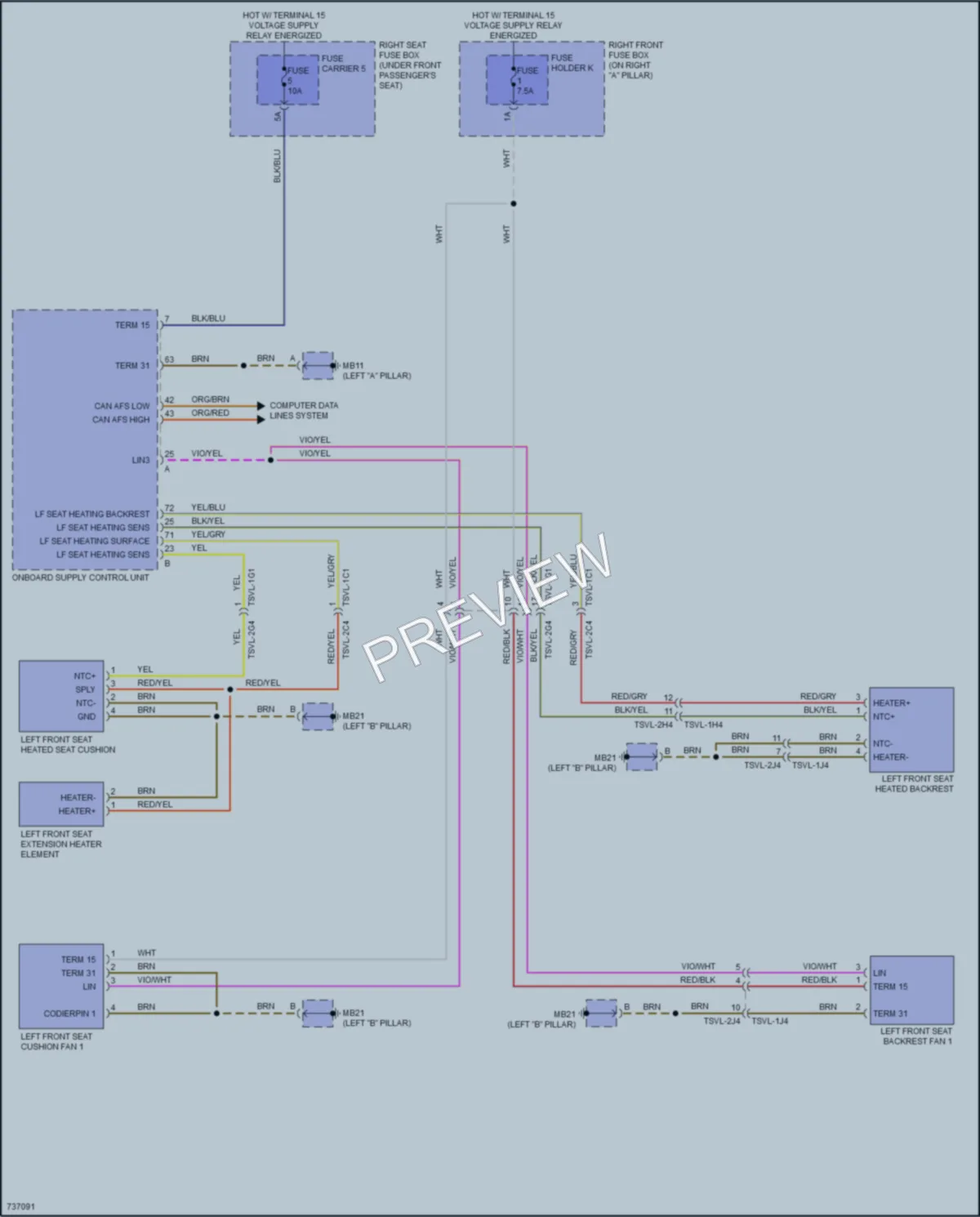 2020 Porsche PanameraHybrid Power Seats wiring diagram preview