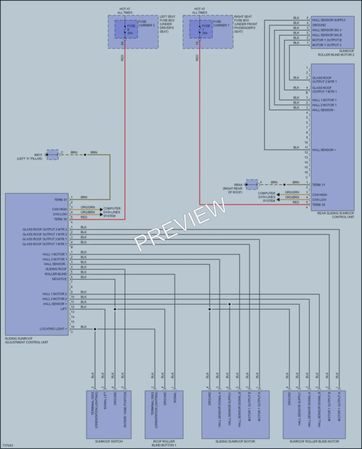 2020 Porsche PanameraHybrid Power Top Sunroof wiring diagram preview