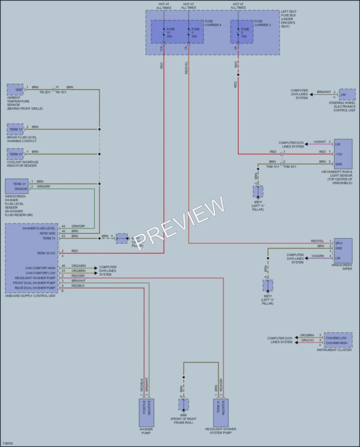 2020 Porsche PanameraHybrid Wiper Washer wiring diagram preview