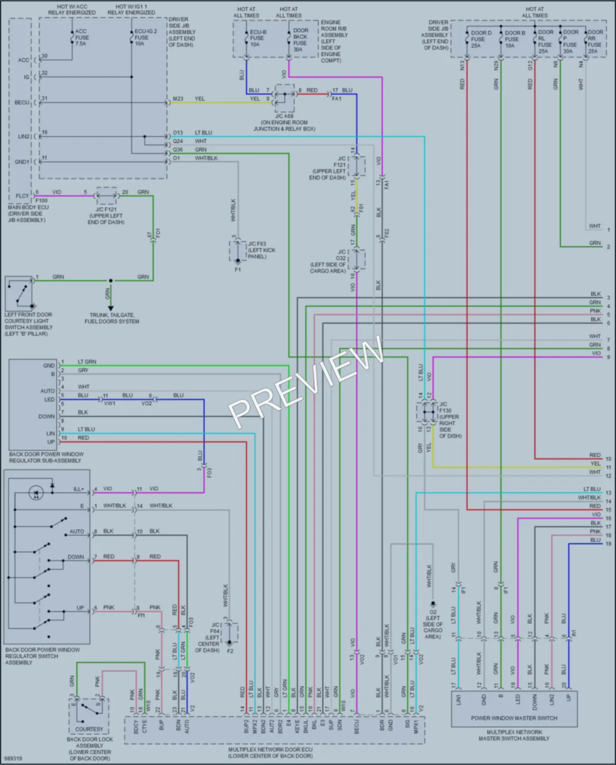 2020 Toyota 4Runner Power Windows wiring diagram preview