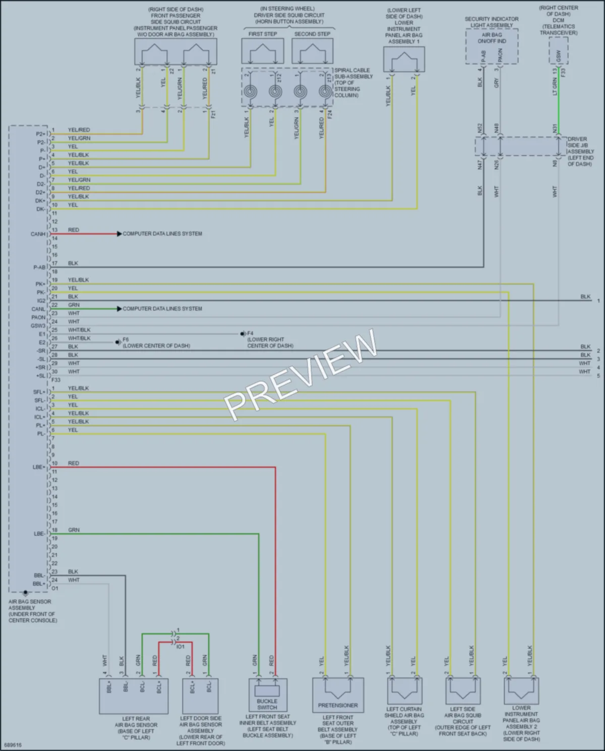 2020 Toyota 4Runner Supplemental Restraints wiring diagram preview