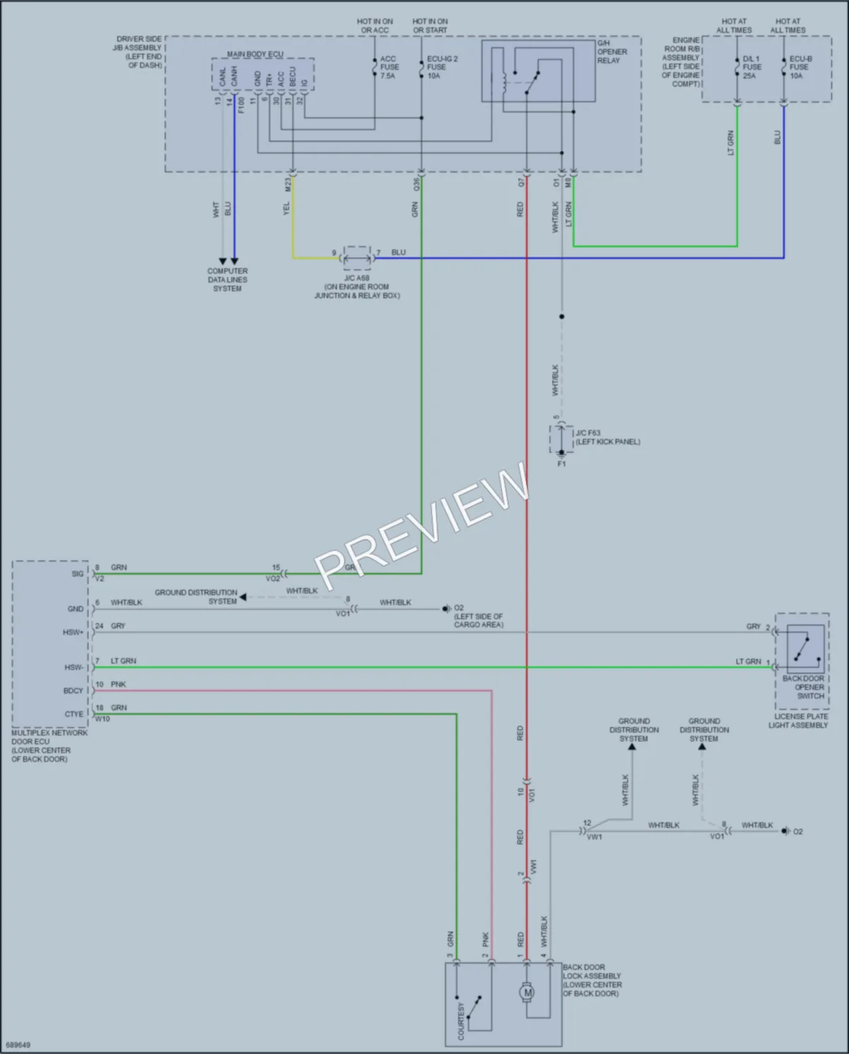 2020 Toyota 4Runner Trunk Tailgate Fuel Door wiring diagram preview