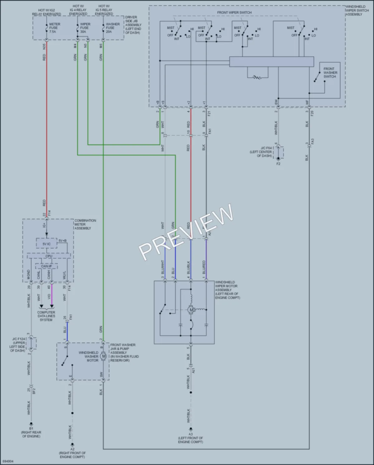 2020 Toyota 4Runner Wiper Washer wiring diagram preview