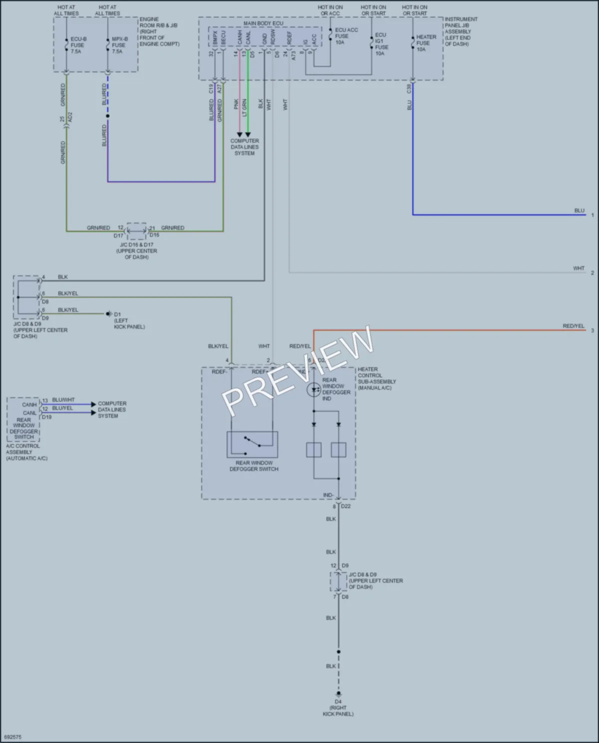 2020 Toyota 86 Defoggers wiring diagram preview