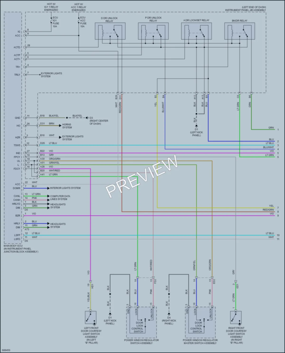 2020 Toyota 86 Power Door Locks wiring diagram preview