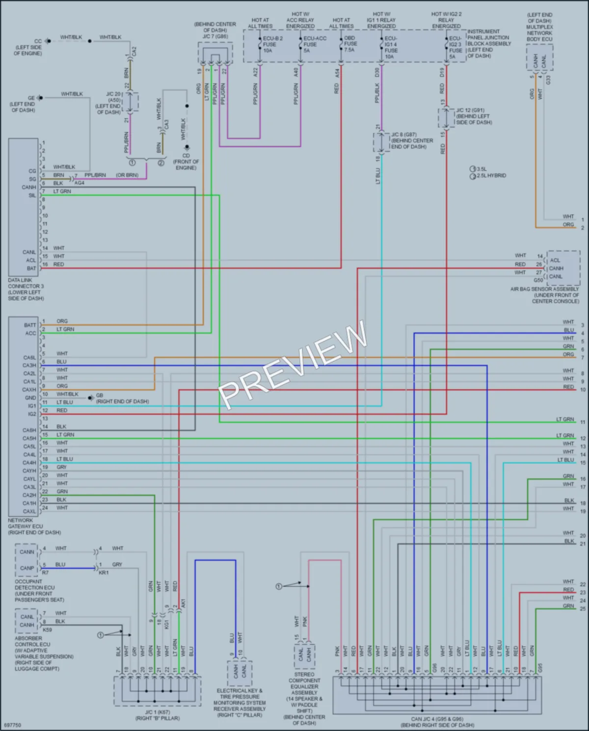 2020 Toyota Avalon Computer Data Lines wiring diagram preview