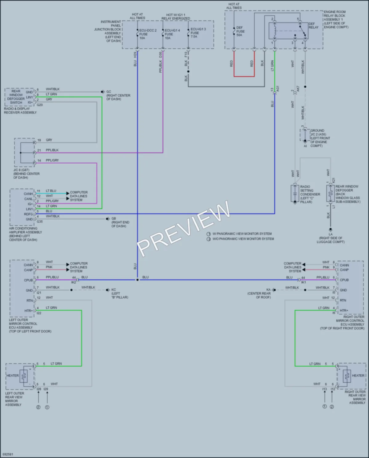 2020 Toyota Avalon Defoggers wiring diagram preview