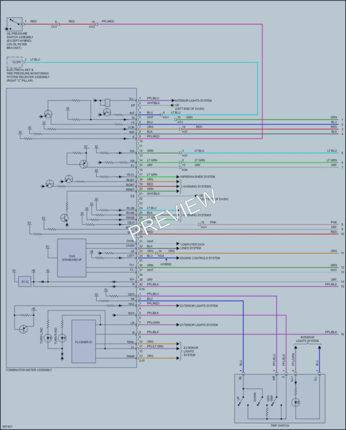 2020 Toyota Avalon Instrument Cluster wiring diagram preview