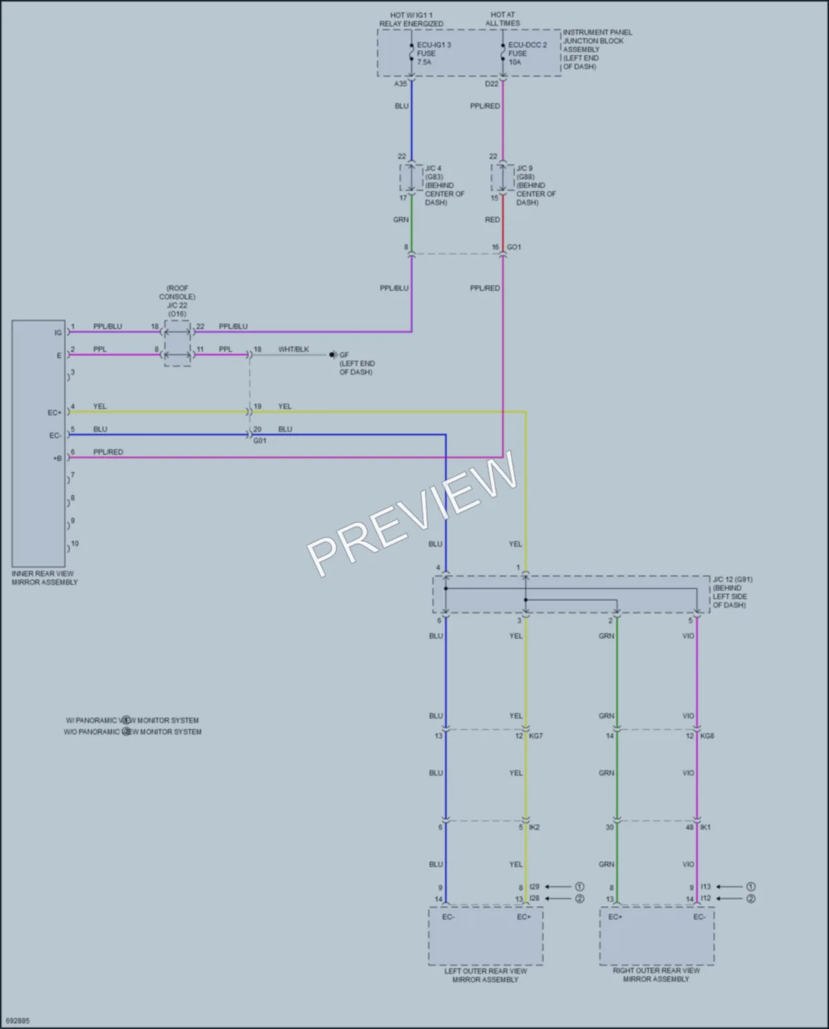 2020 Toyota Avalon Power Mirrors wiring diagram preview