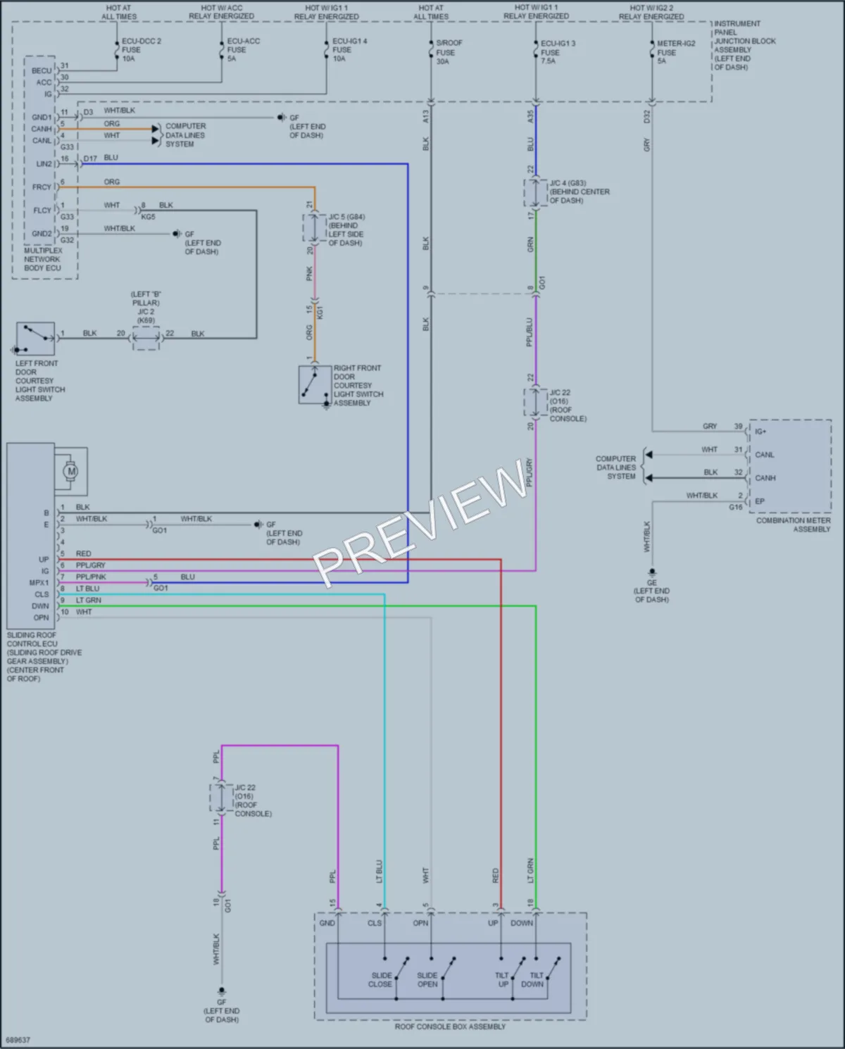 2020 Toyota Avalon Power Top Sunroof wiring diagram preview