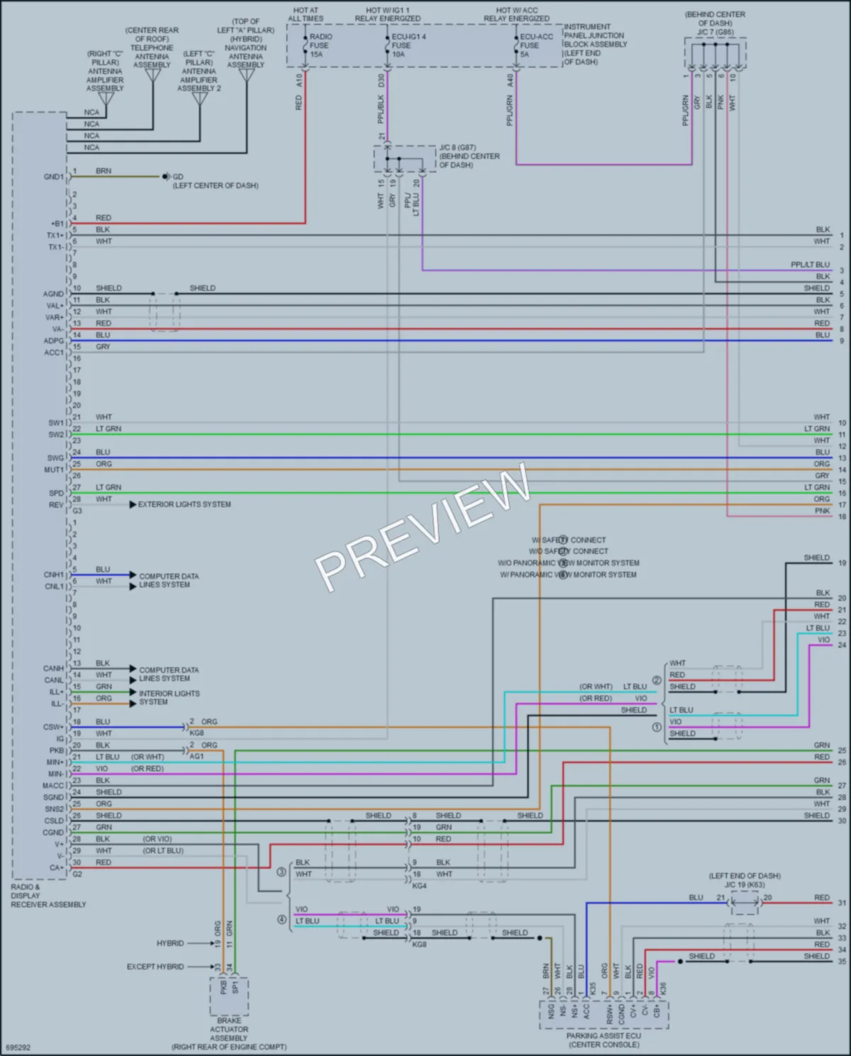 2020 Toyota Avalon Radio wiring diagram preview