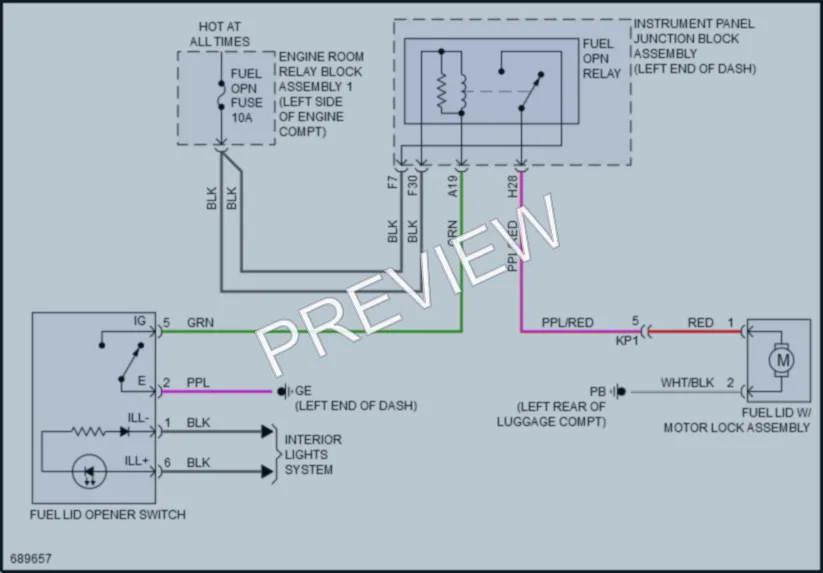 2020 Toyota Avalon Trunk Tailgate Fuel Door wiring diagram preview