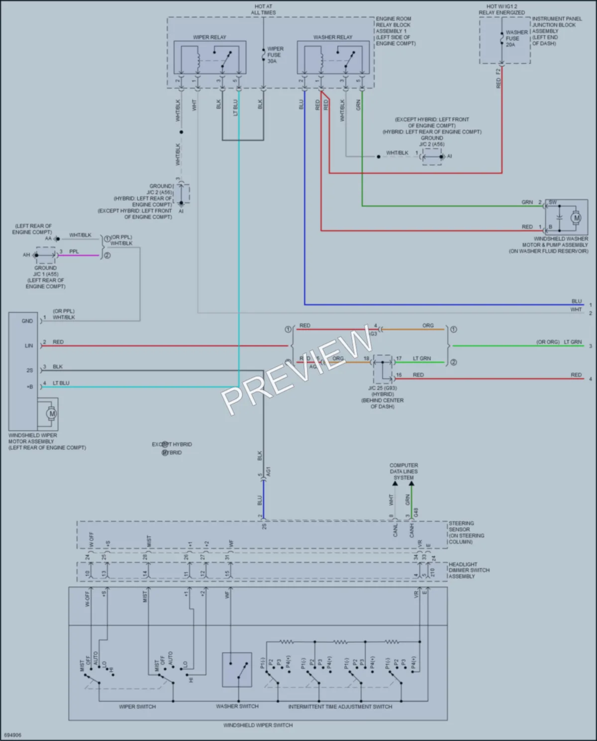 2020 Toyota Avalon Wiper Washer wiring diagram preview