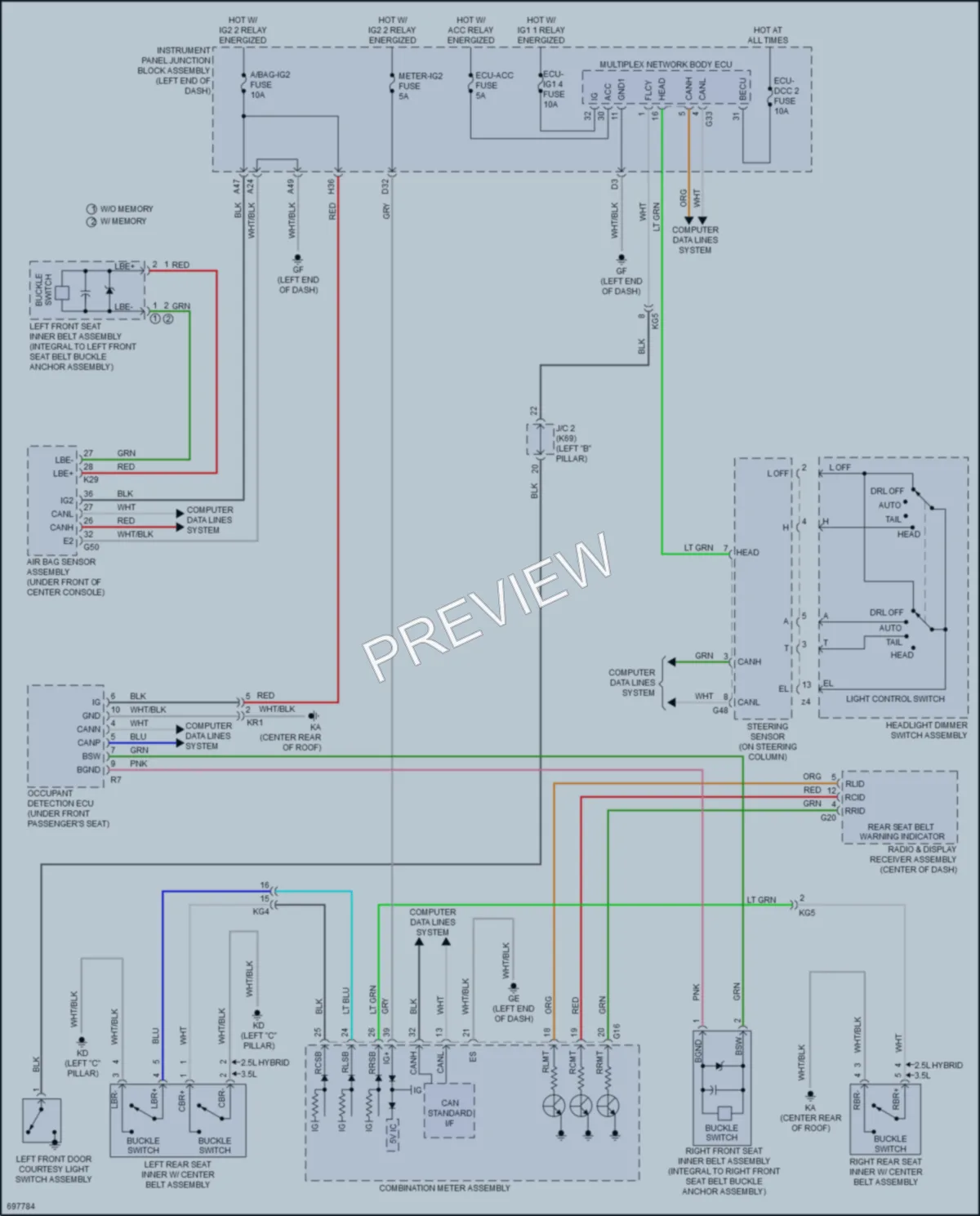 2020 Toyota AvalonHybrid Warning Systems wiring diagram preview