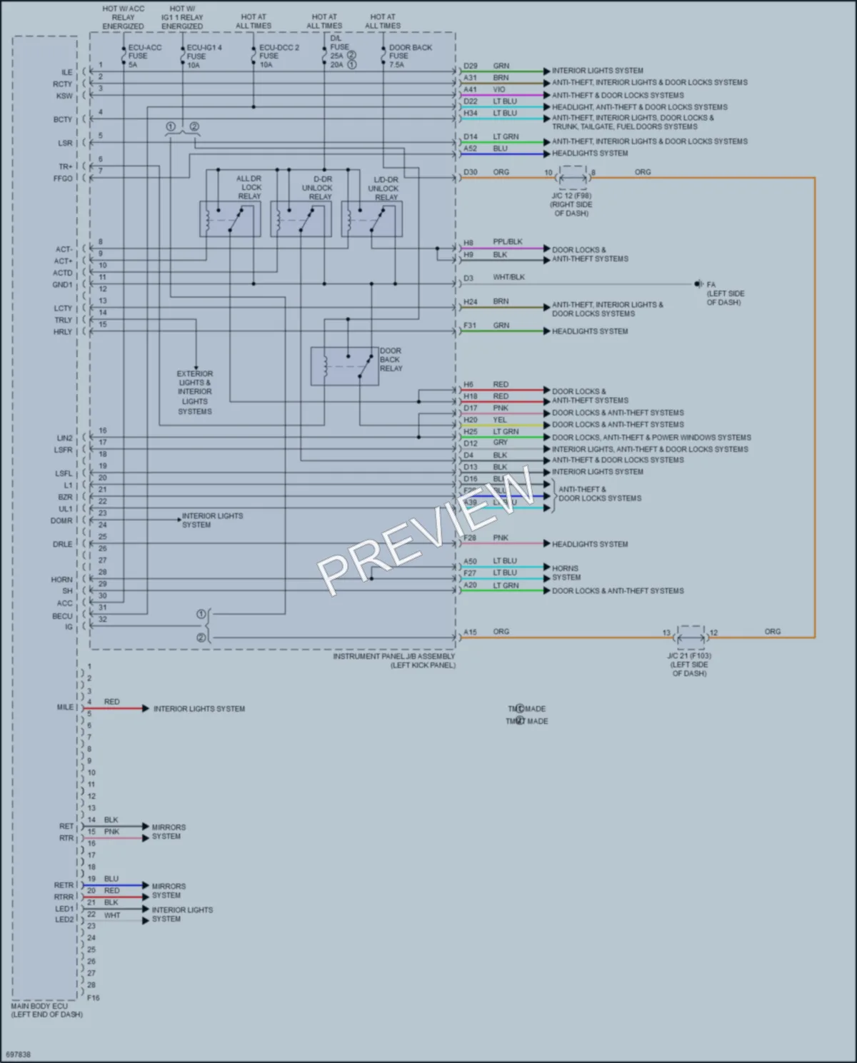 2020 Toyota CHR Body Control Modules wiring diagram preview