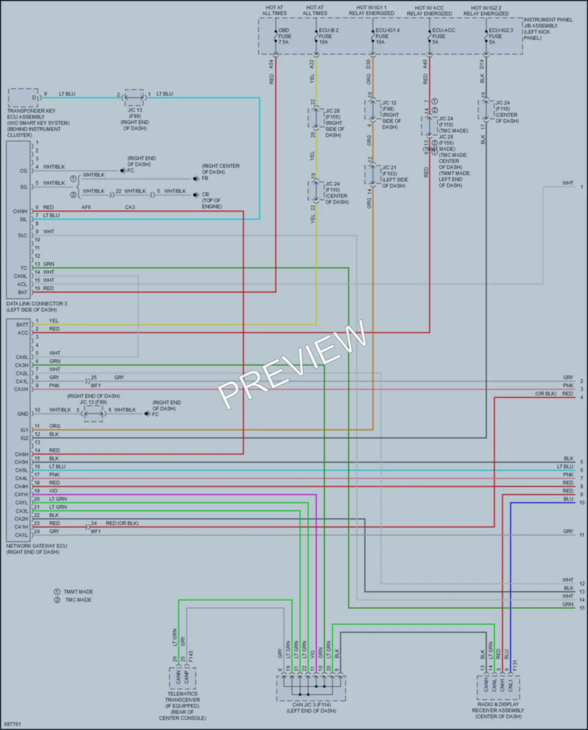 2020 Toyota CHR Computer Data Lines wiring diagram preview