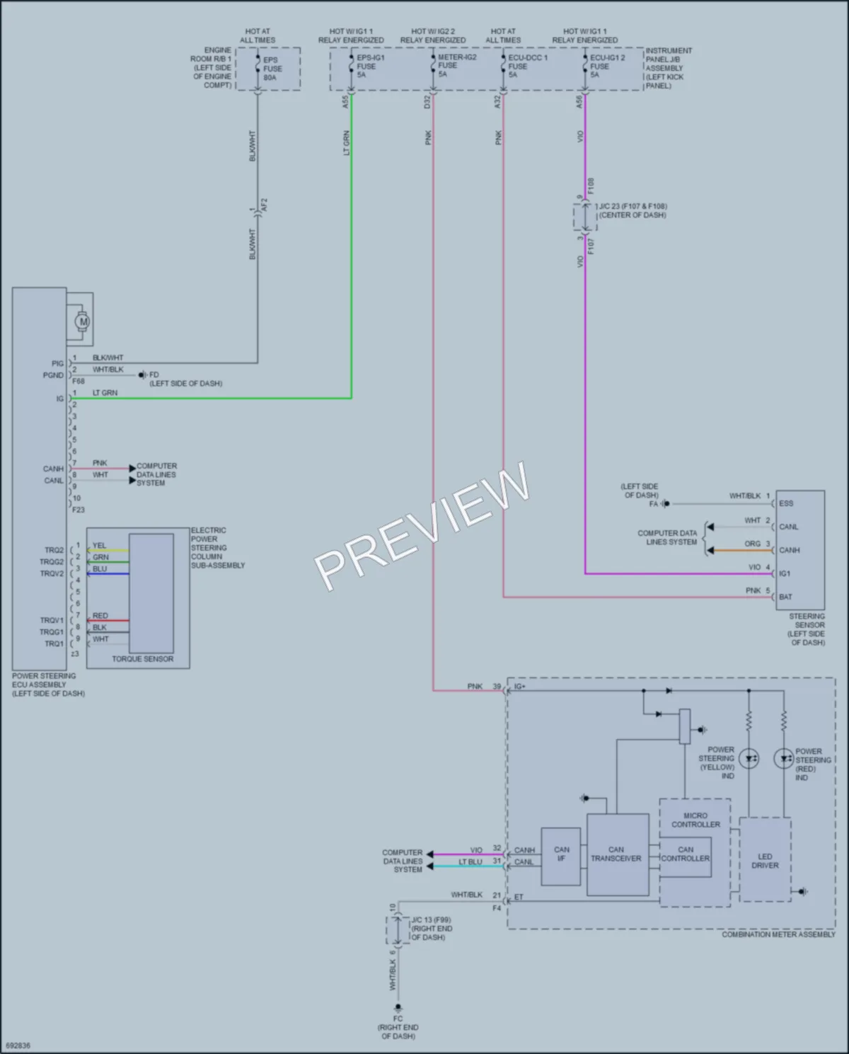 2020 Toyota CHR Electronic Power Steering wiring diagram preview