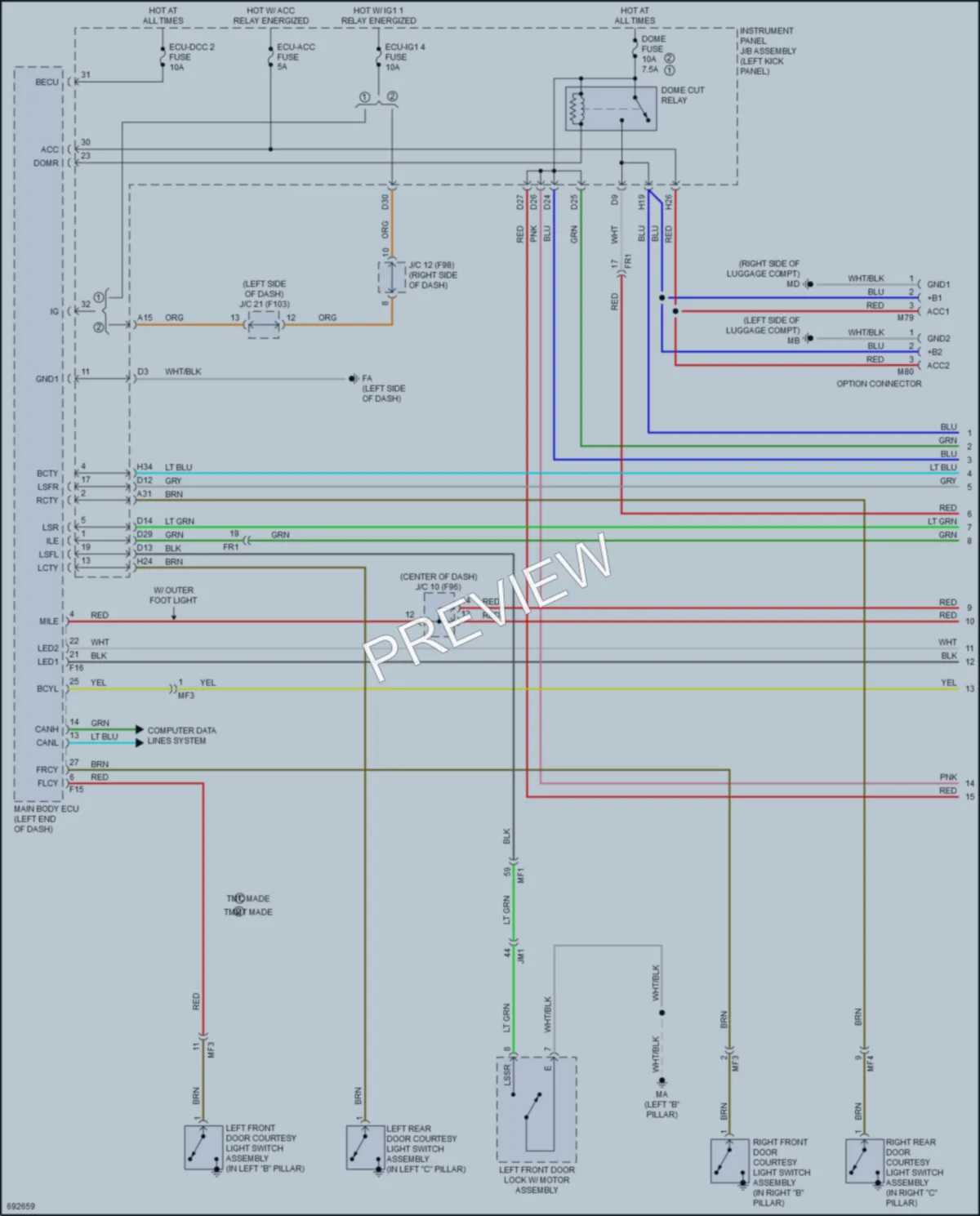2020 Toyota CHR Interior Lights wiring diagram preview
