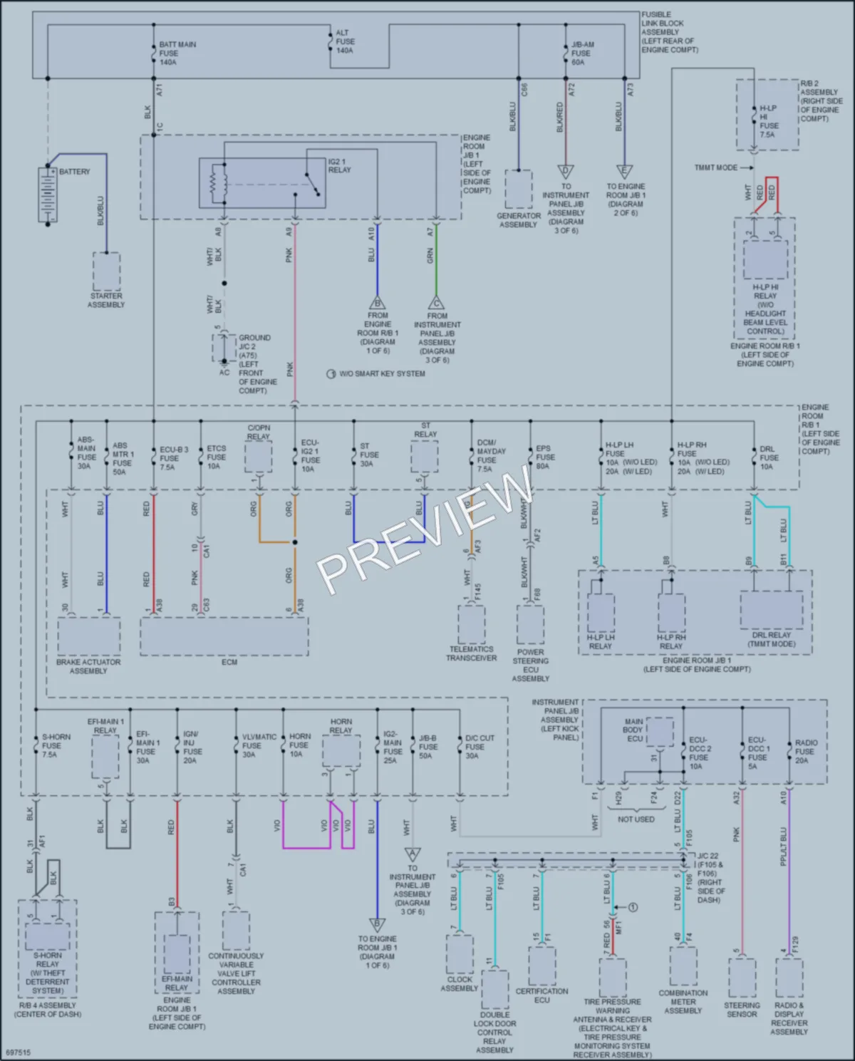 2020 Toyota CHR Power Distribution wiring diagram preview