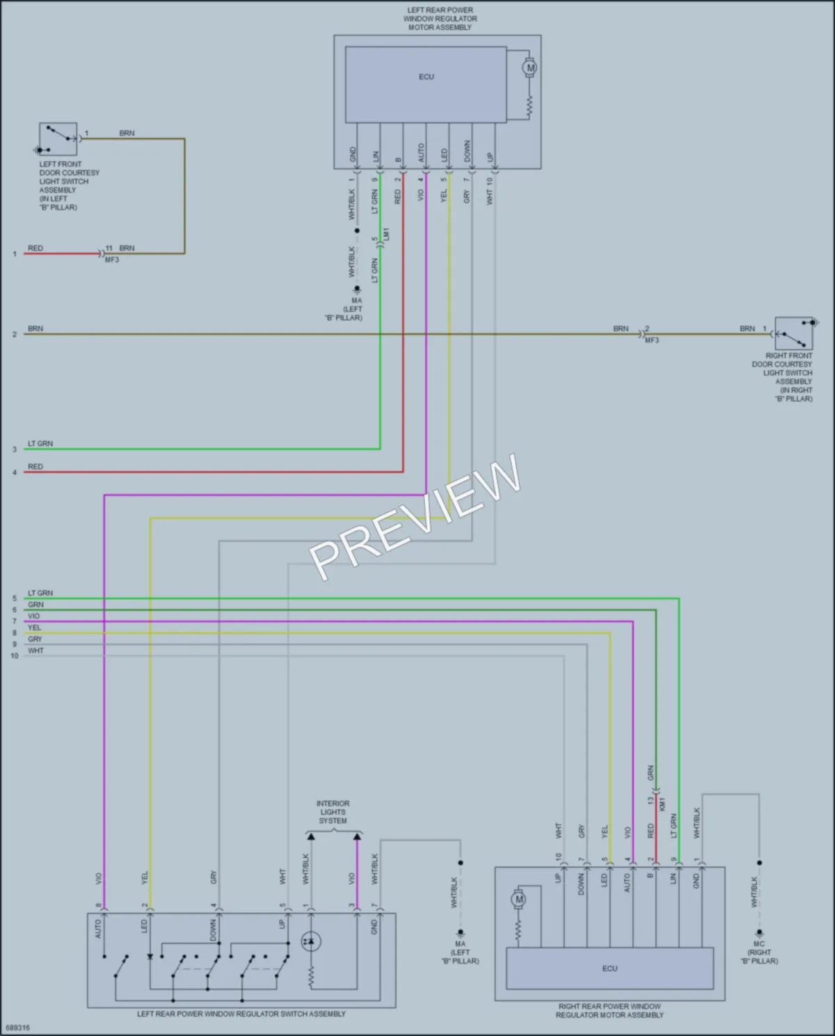 2020 Toyota CHR Power Windows wiring diagram preview